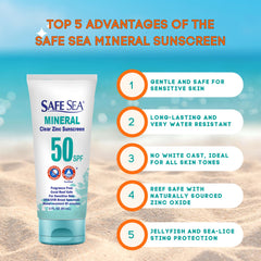 Safe Sea clear mineral sunscreen applied on face for a smooth finish