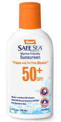 Safe Sea jellyfish sting-blocking sunscreen bottle for sun and sea days
