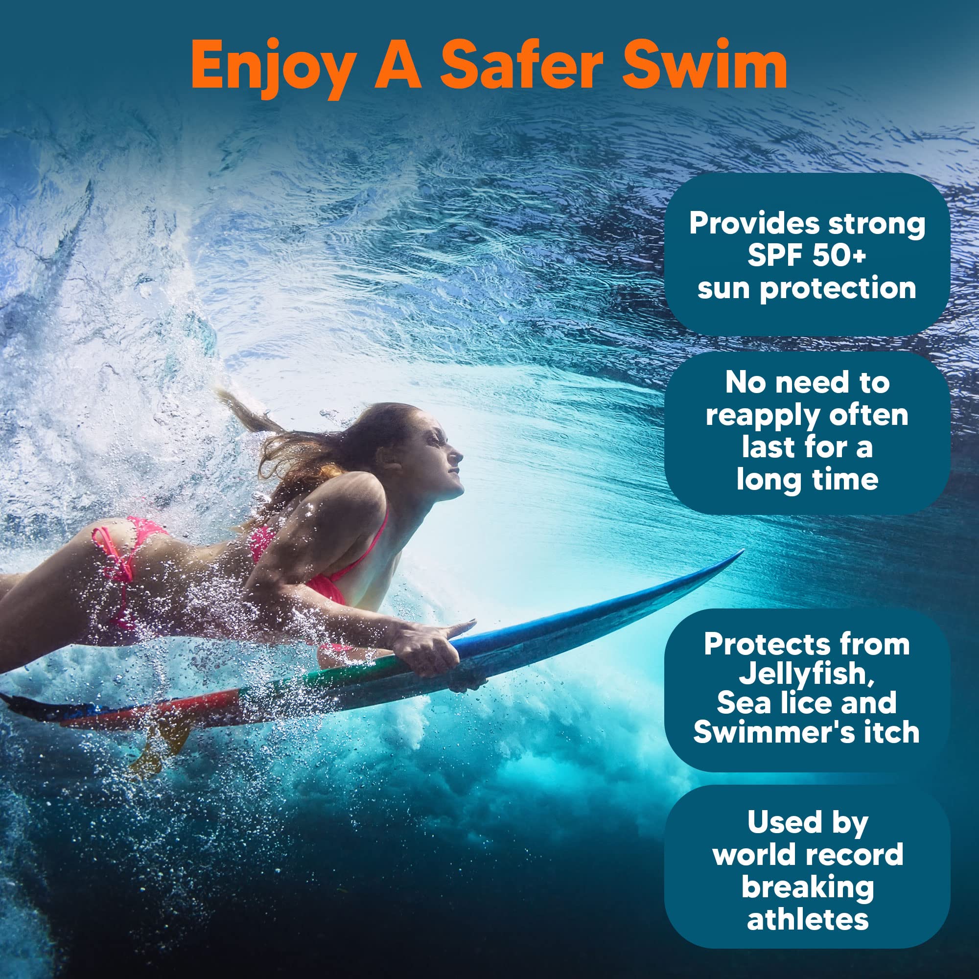 Safe Sea waterproof long-lasting sunscreen remains effective during water activities
