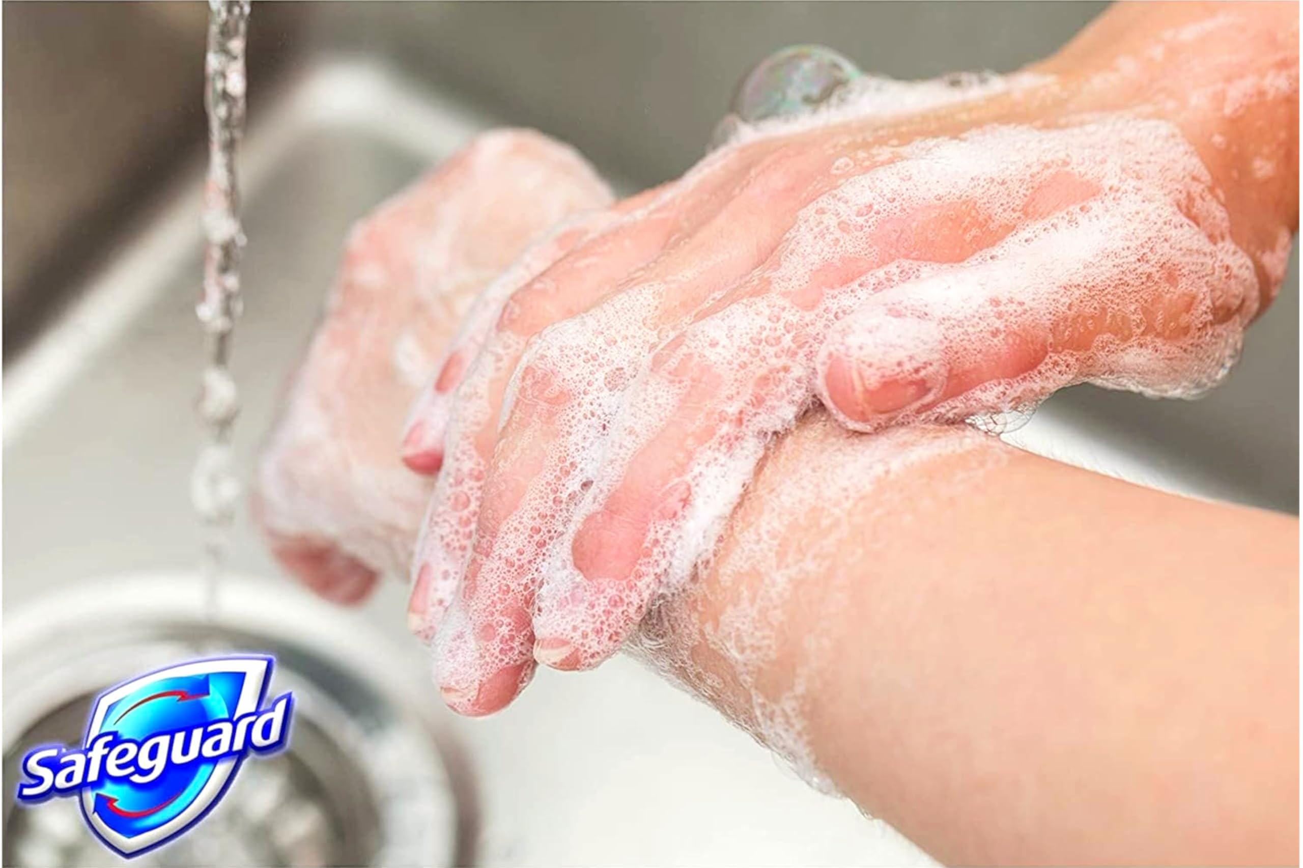 Safeguard brand logo on packaging signaling trusted daily cleansing
