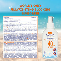 Safe Sea waterproof sunscreen spray provides long-lasting sun protection