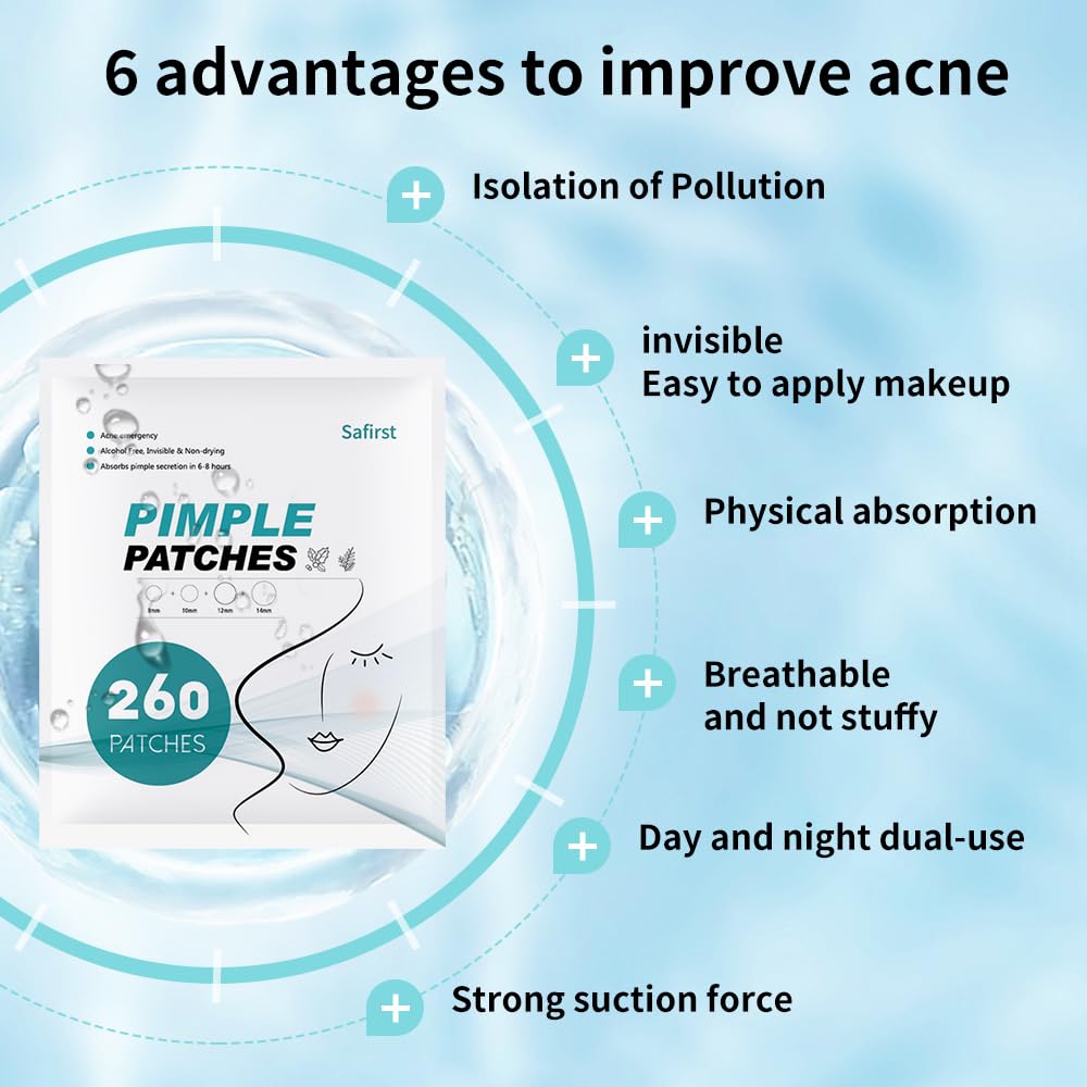 Safirst hydrocolloid patches on skin absorb moisture and soothe redness