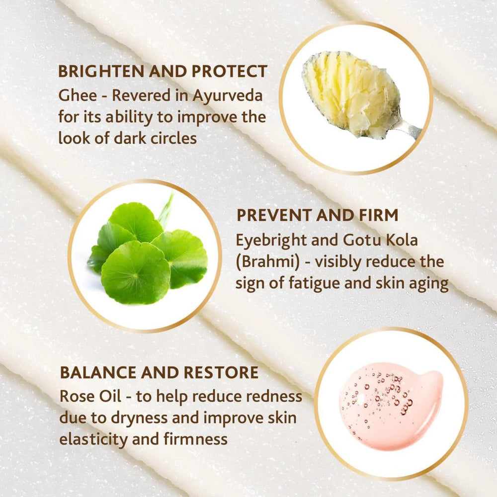 Cream texture of Sahajan Golden Glow Eye Balm for smoothing delicate eye skin
