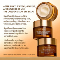Close-up of Sahajan Golden Glow Eye Balm tube ready for application and hydration
