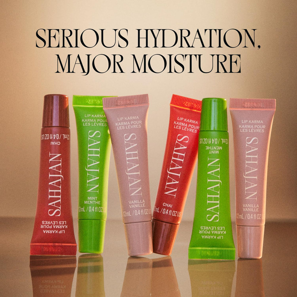 Sahajan Lip Karma Vanilla on lips for smooth hydration