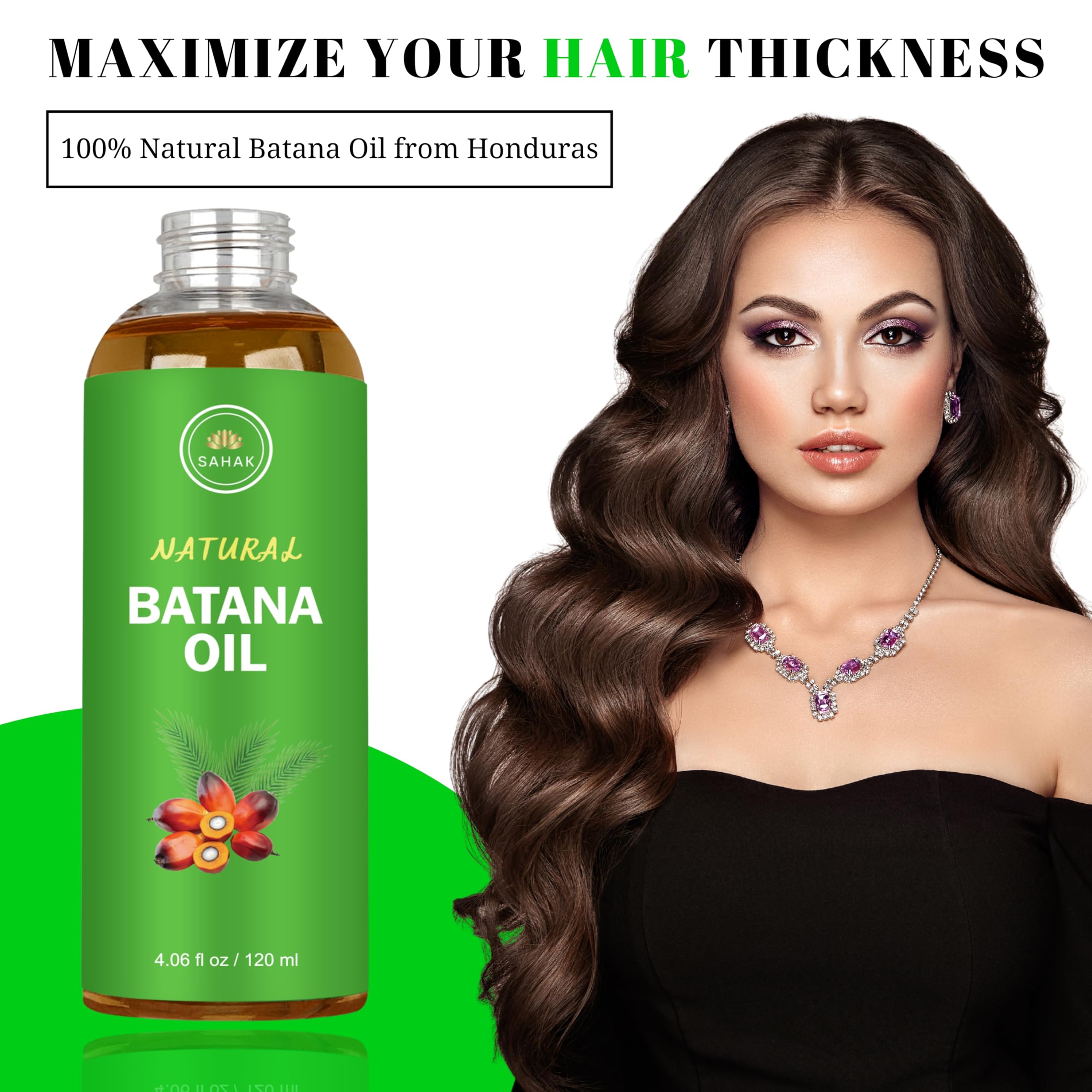 SAHAK Batana oil supports nourishment for dry or frizzy hair.
