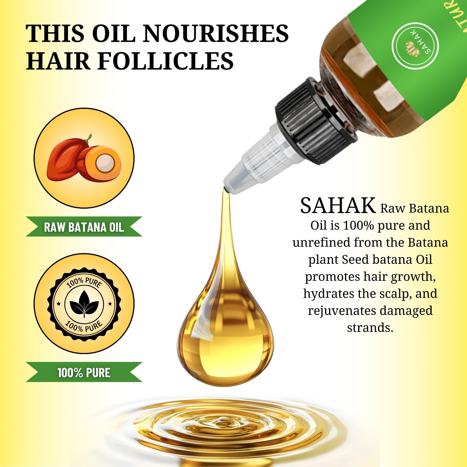 SAHAK Batana oil on hair for thicker-looking strands.