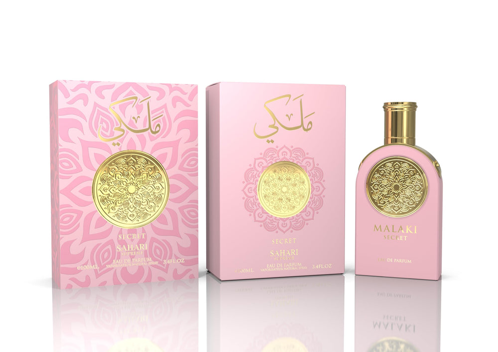 Sahari Malaki Secret EDP box package, suggesting a luxurious unboxing experience.
