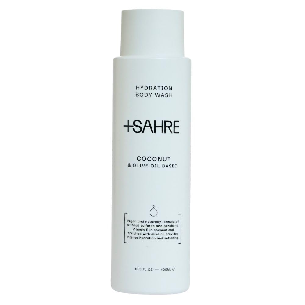 Sahre natural body wash coconut foam close-up showcases gentle lather for dry to normal skin