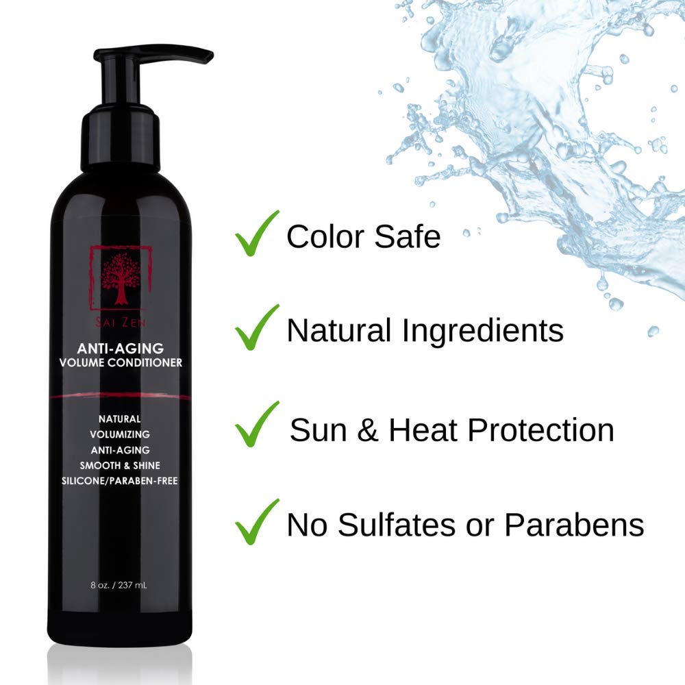 Sai Zen Anti-Aging Volume Conditioner ingredients feature natural components for healthy-looking scalp