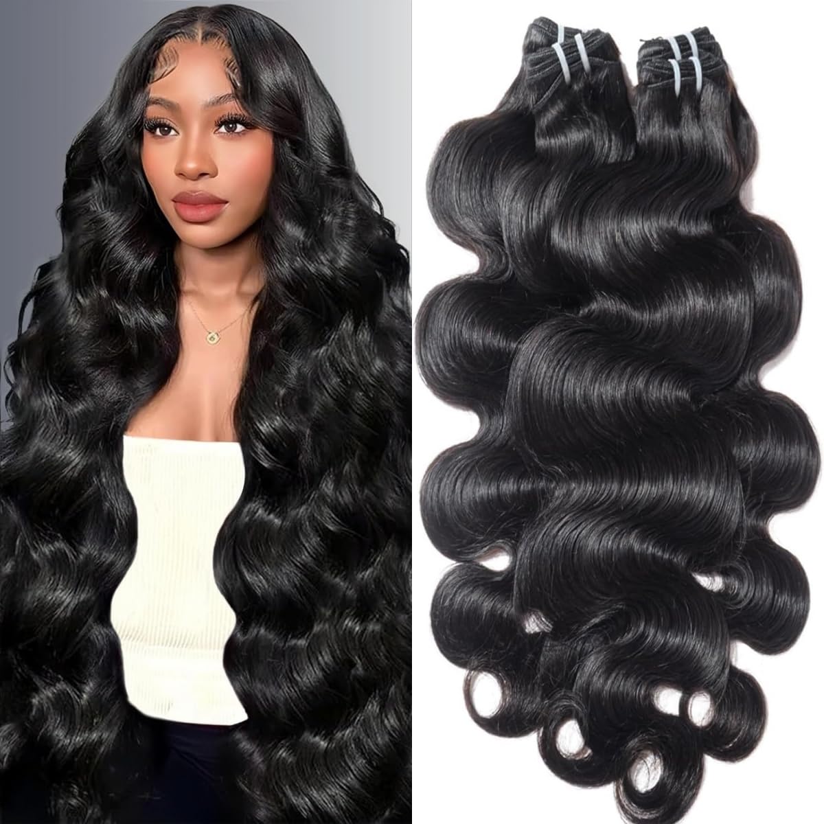 Saiclout 12A Brazilian virgin body wave bundles 18 inch for seamless daily looks.