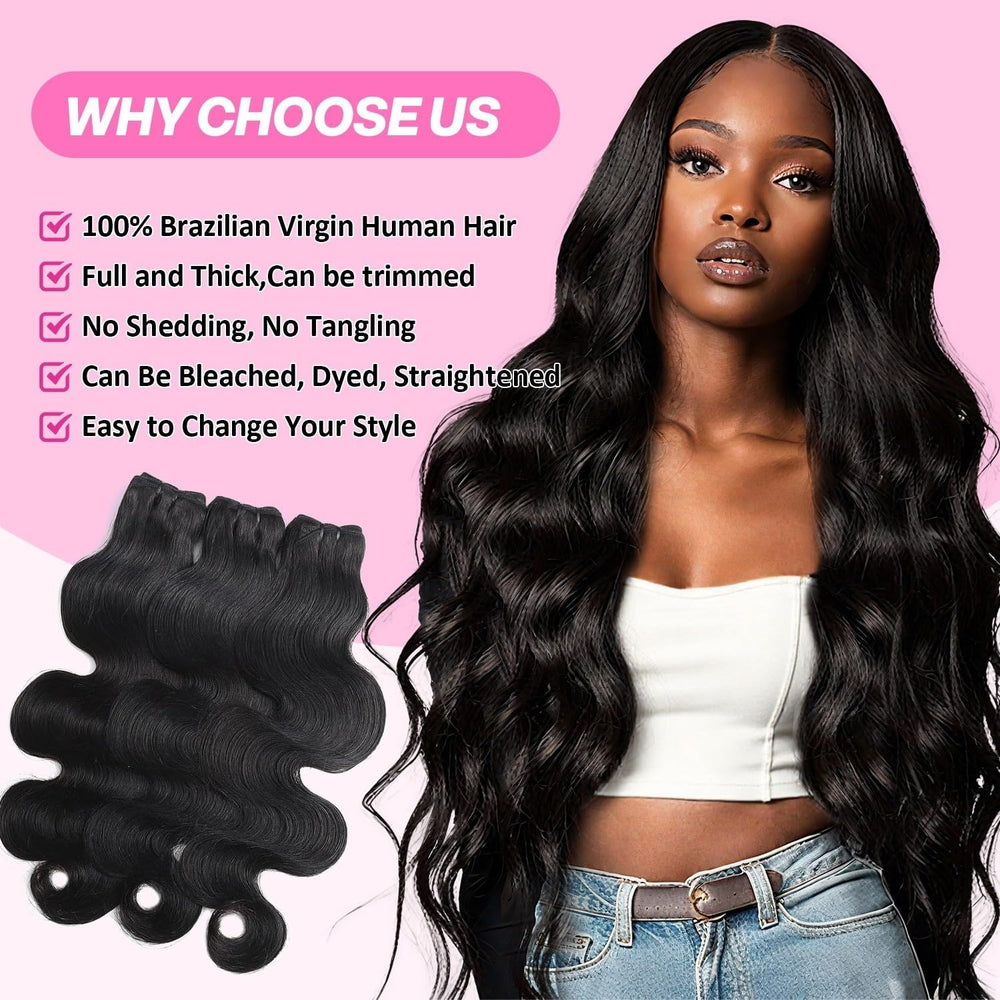 Saiclout 12A Brazilian virgin body wave bundles 20 inch for versatile styling options.