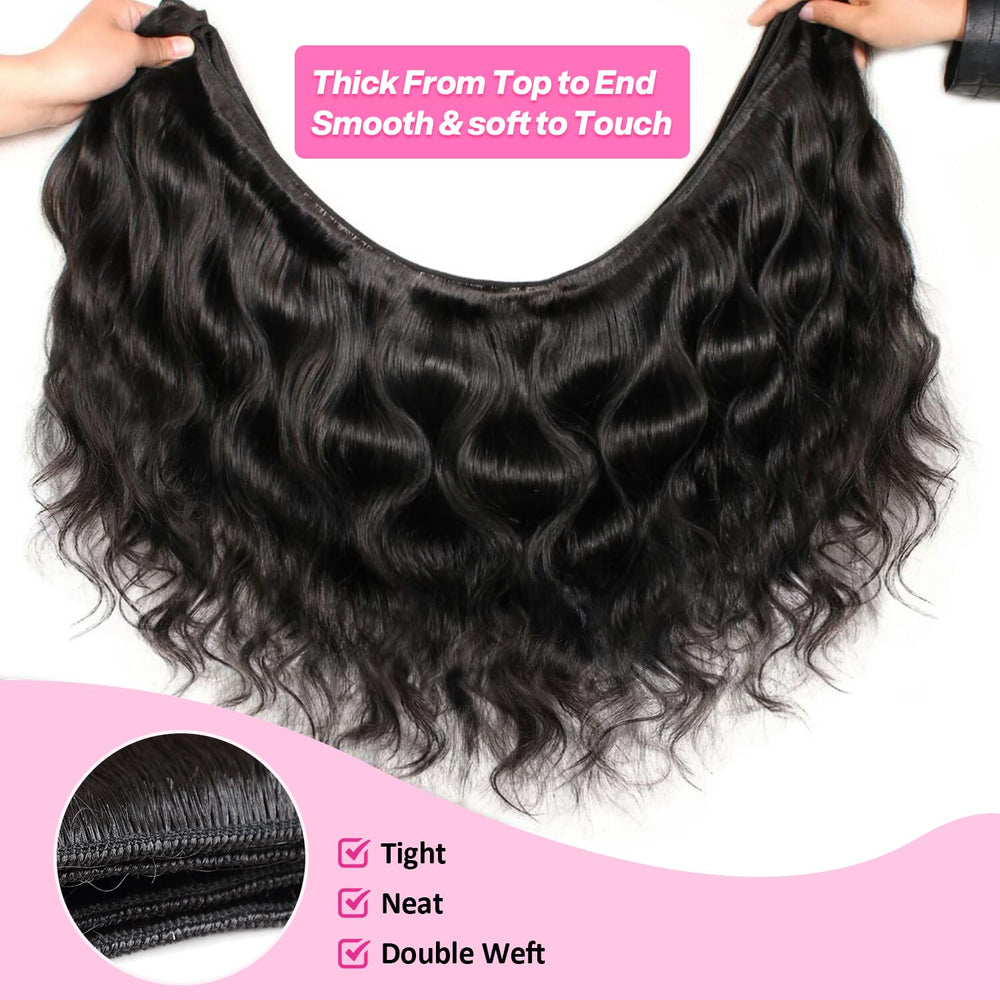 Saiclout 12A Brazilian virgin body wave bundles 24 inch for dramatic length and volume.