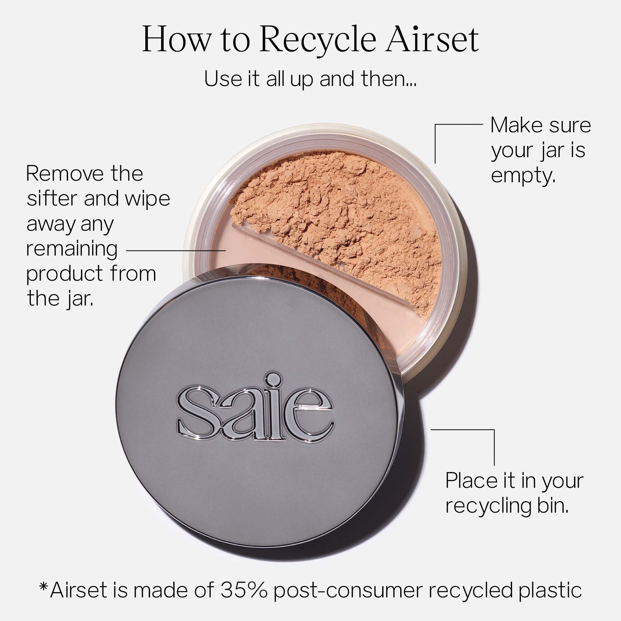 Saie Airset cruelty-free formula avoids parabens and talc