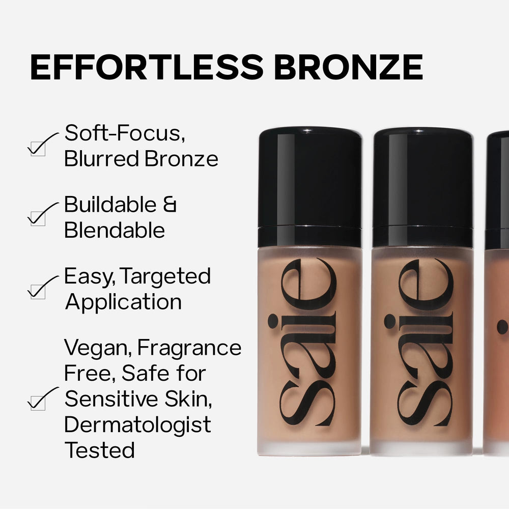 Dew Bronze swirled on the cheek for a sun-kissed finish.