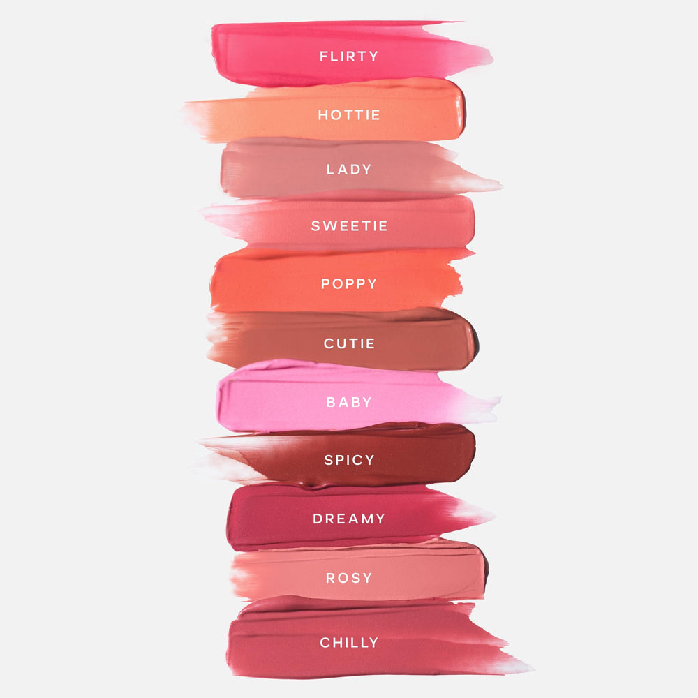 Saie Dew Liquid Blush applicator dots show precise placement