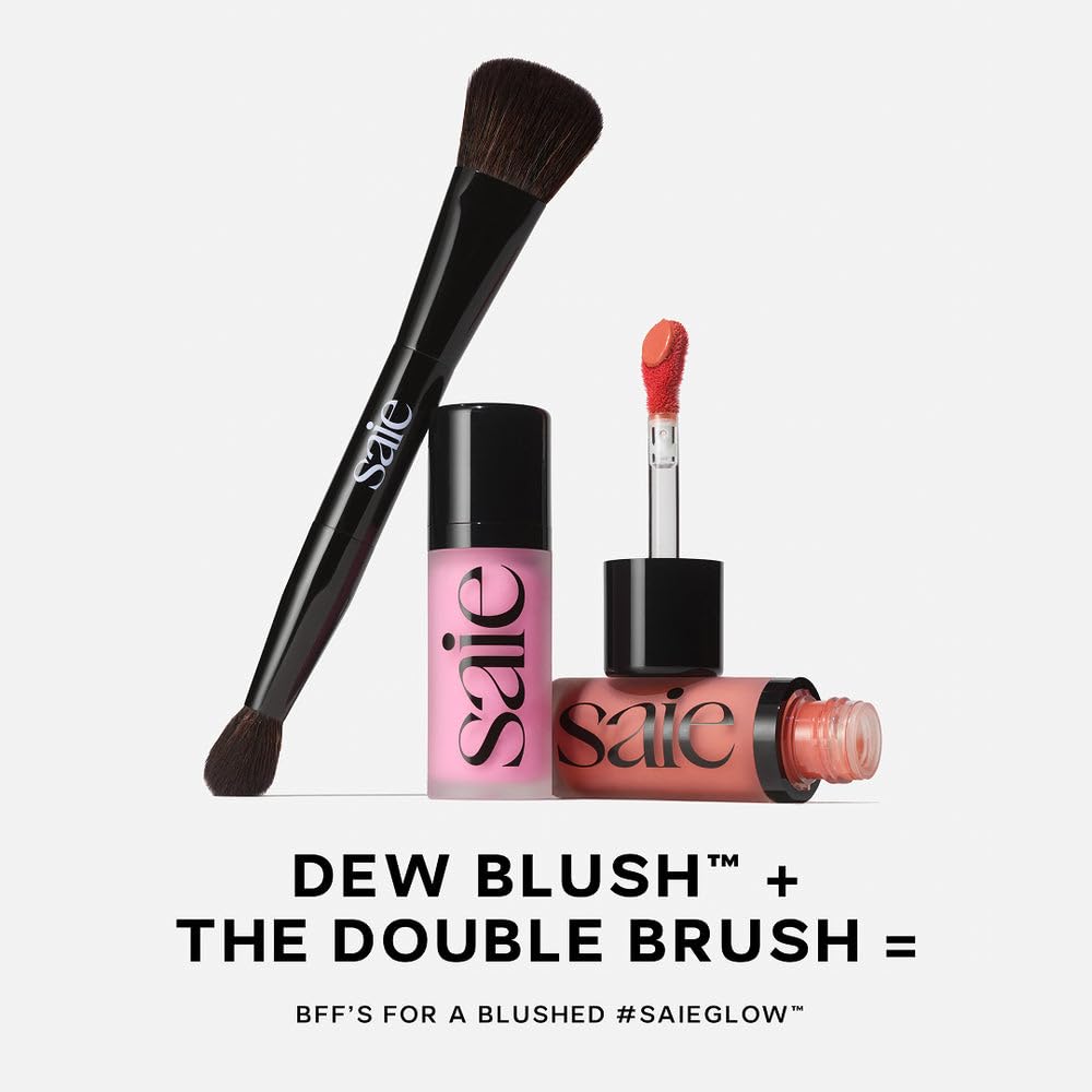 Saie Dew Compact open reveals the mini blush trio for easy layering.