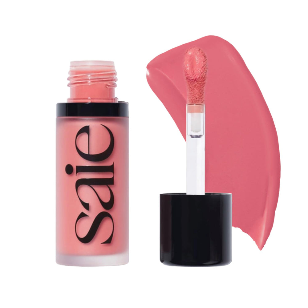 Saie Dew Liquid Blush Sweetie packaging showcases vegan formula for a natural glow.