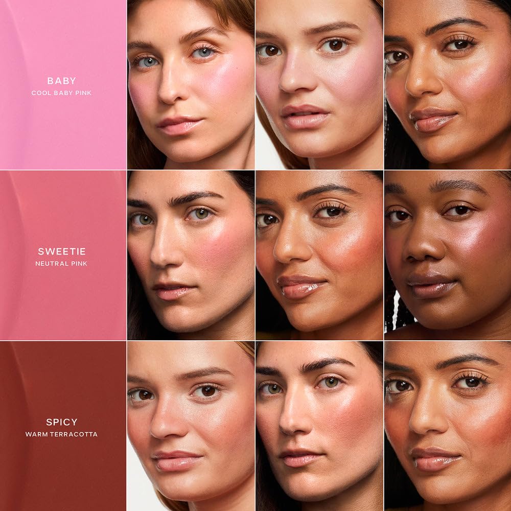 Saie Dew Liquid Blush Sweetie Pink swatch, versatile for daily wear.