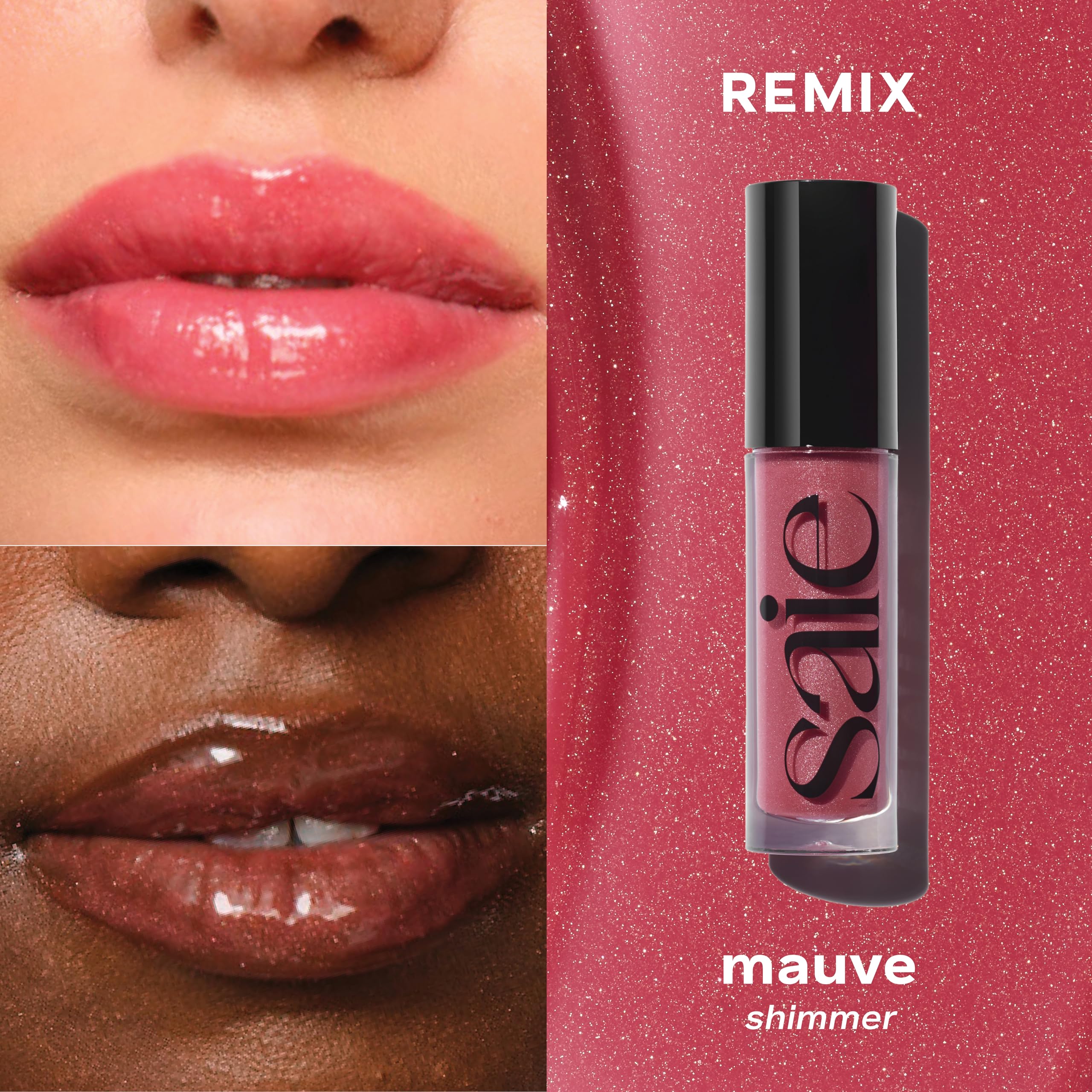 Saie Glossybounce sheer shades collection on lips