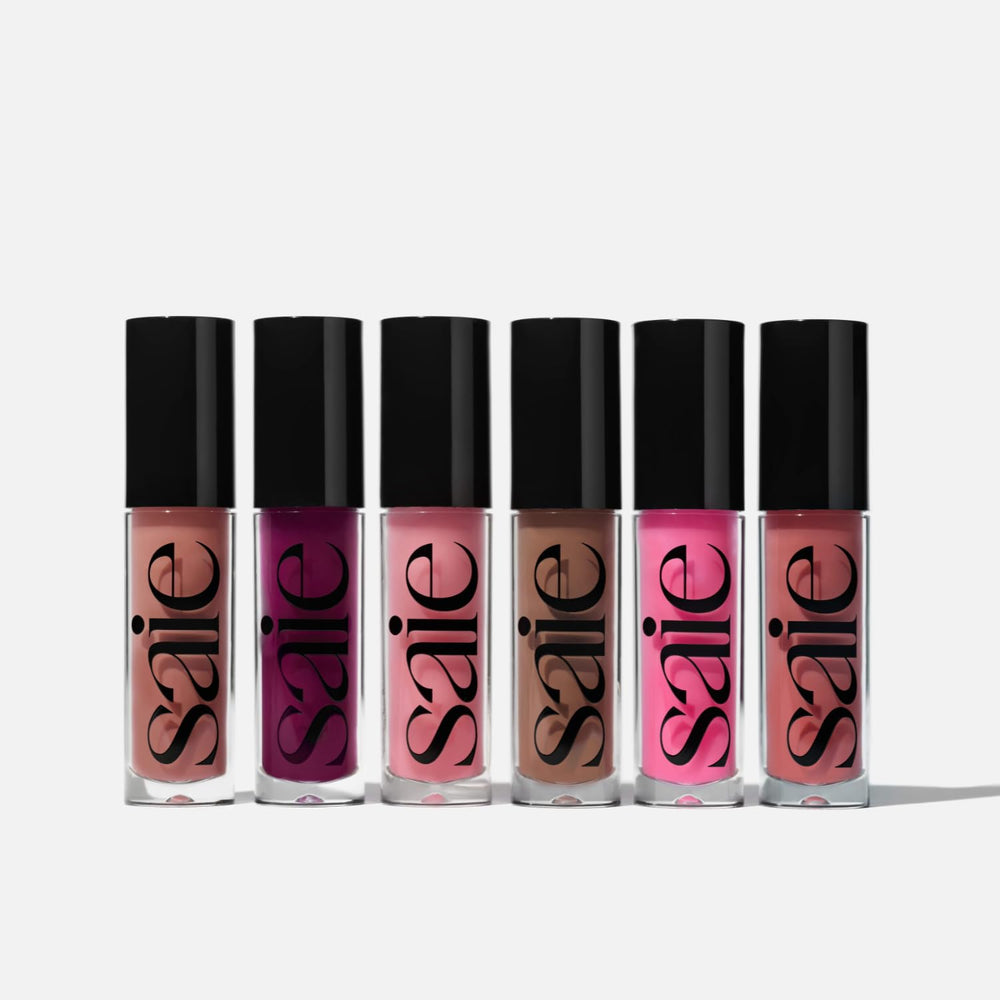 Saie Glossybounce vegan cruelty-free formula keeps lips nourished.