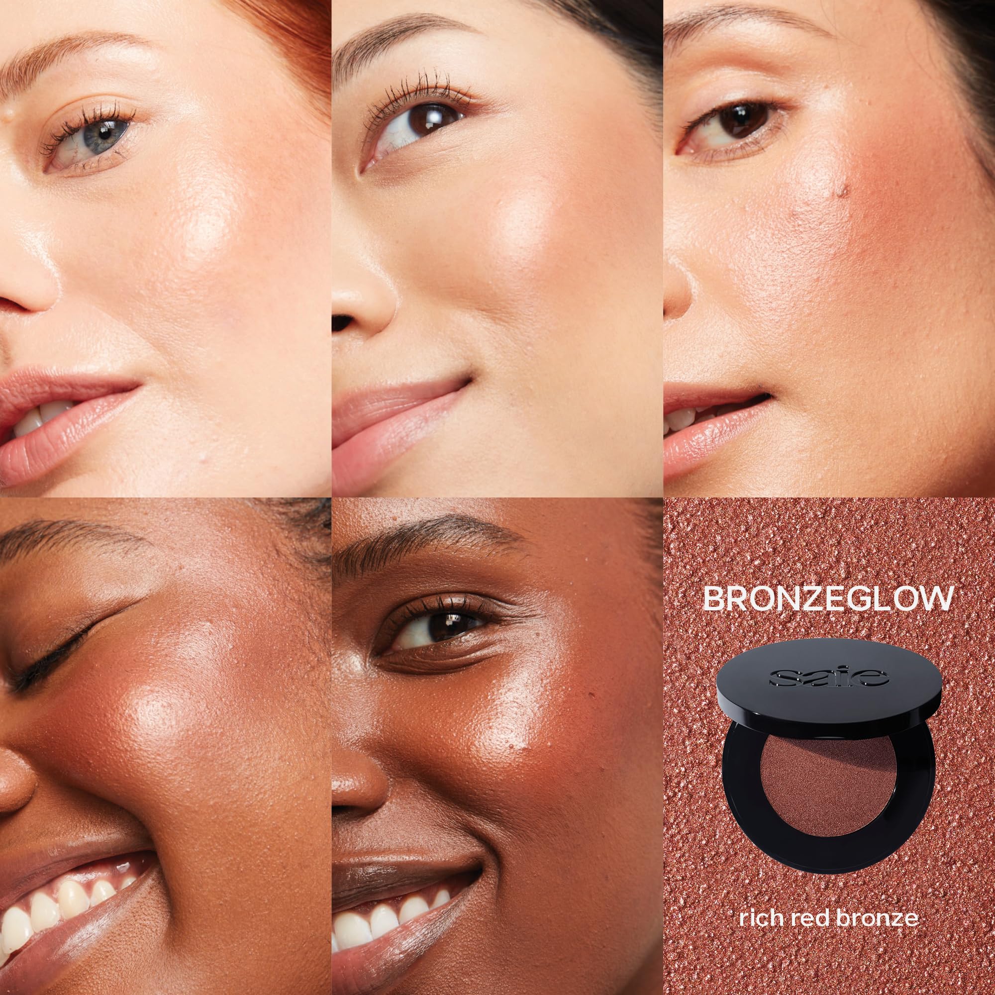 Saie Glow Sculpt used with The Double Brush for effortless cheekbone lift.