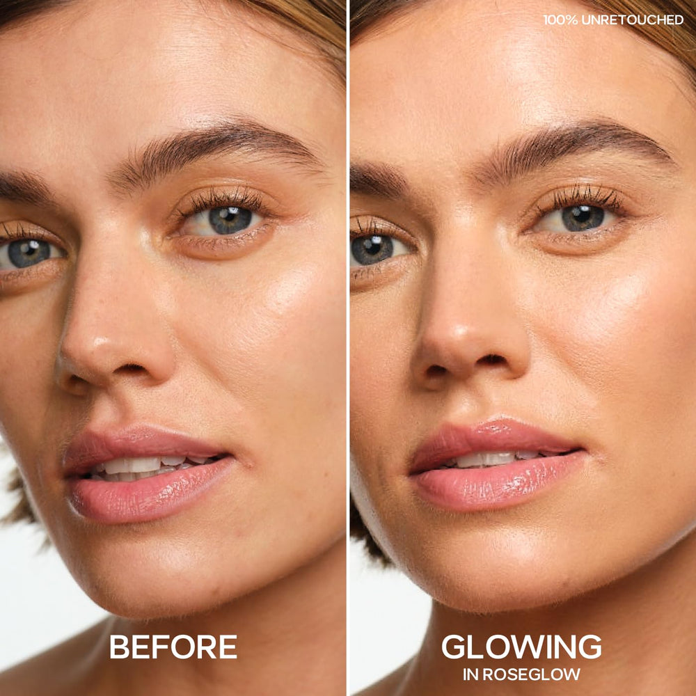 Saie Glowy Super Gel swatch on skin for dewy luminosity.