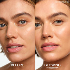 Saie Glowy Super Gel swatch on skin for dewy luminosity.