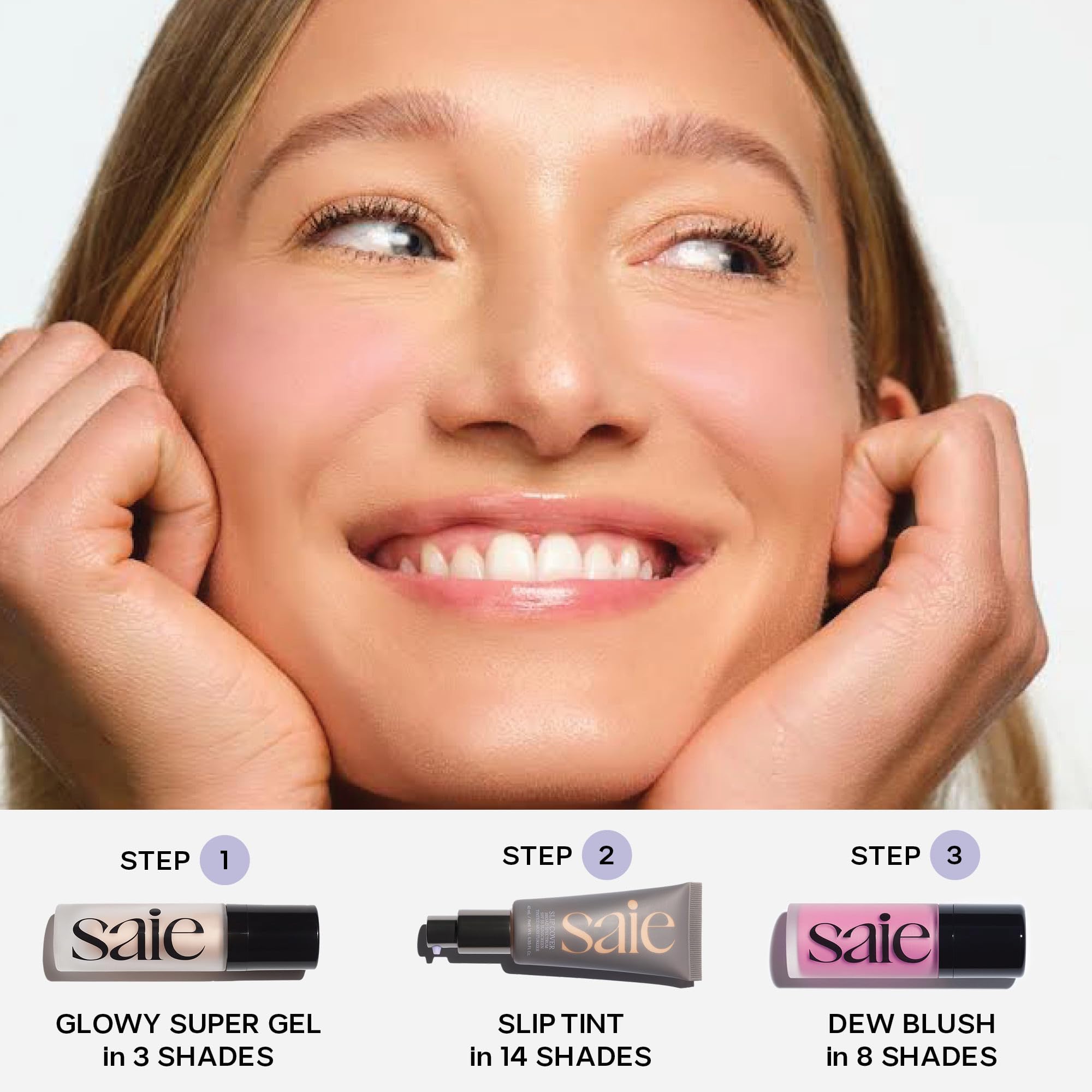 Saie Glowy Super Gel on shoulder area for a sun-kissed glow.