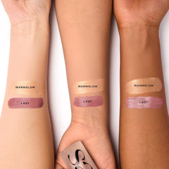 Saie Glowy Super Gel Warmglow close-up highlights radiant finish and primer use