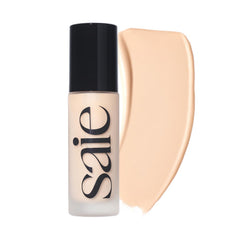 Saie Glowy Super Skin Tint bottle with radiant finish for all-day hydration