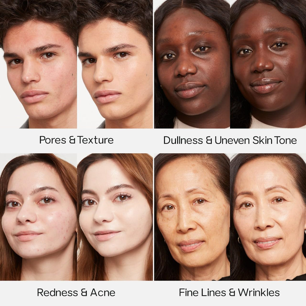 Face close-up after blending displays natural, hydrated glow.