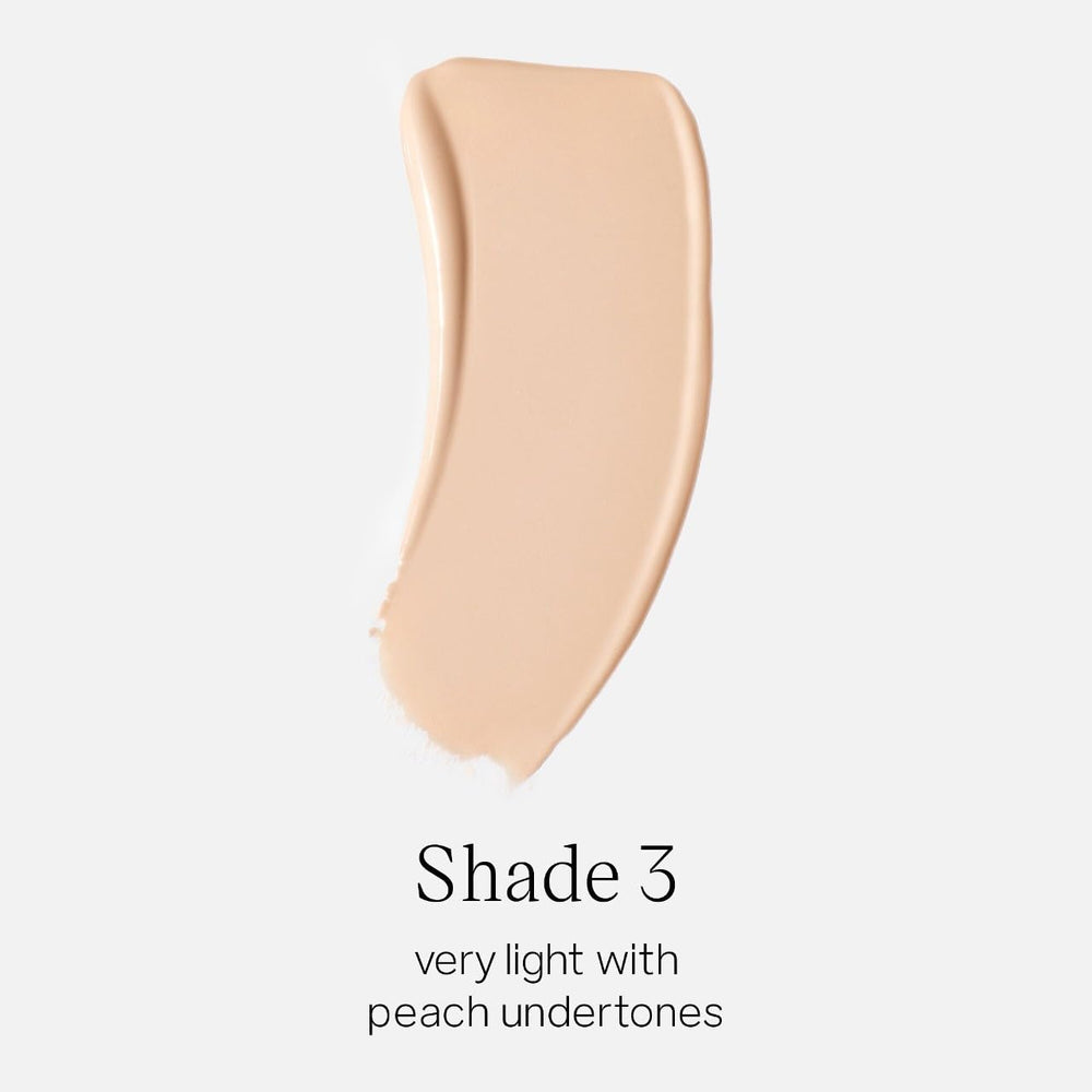 Saie Glowy Super Skin Tint shade 3 swatch on skin shows peach undertones