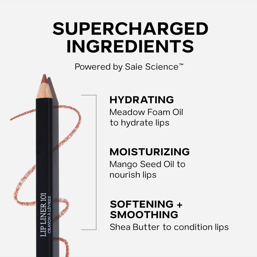 Saie Lip Liner 101 smudge test demonstrates easy blend