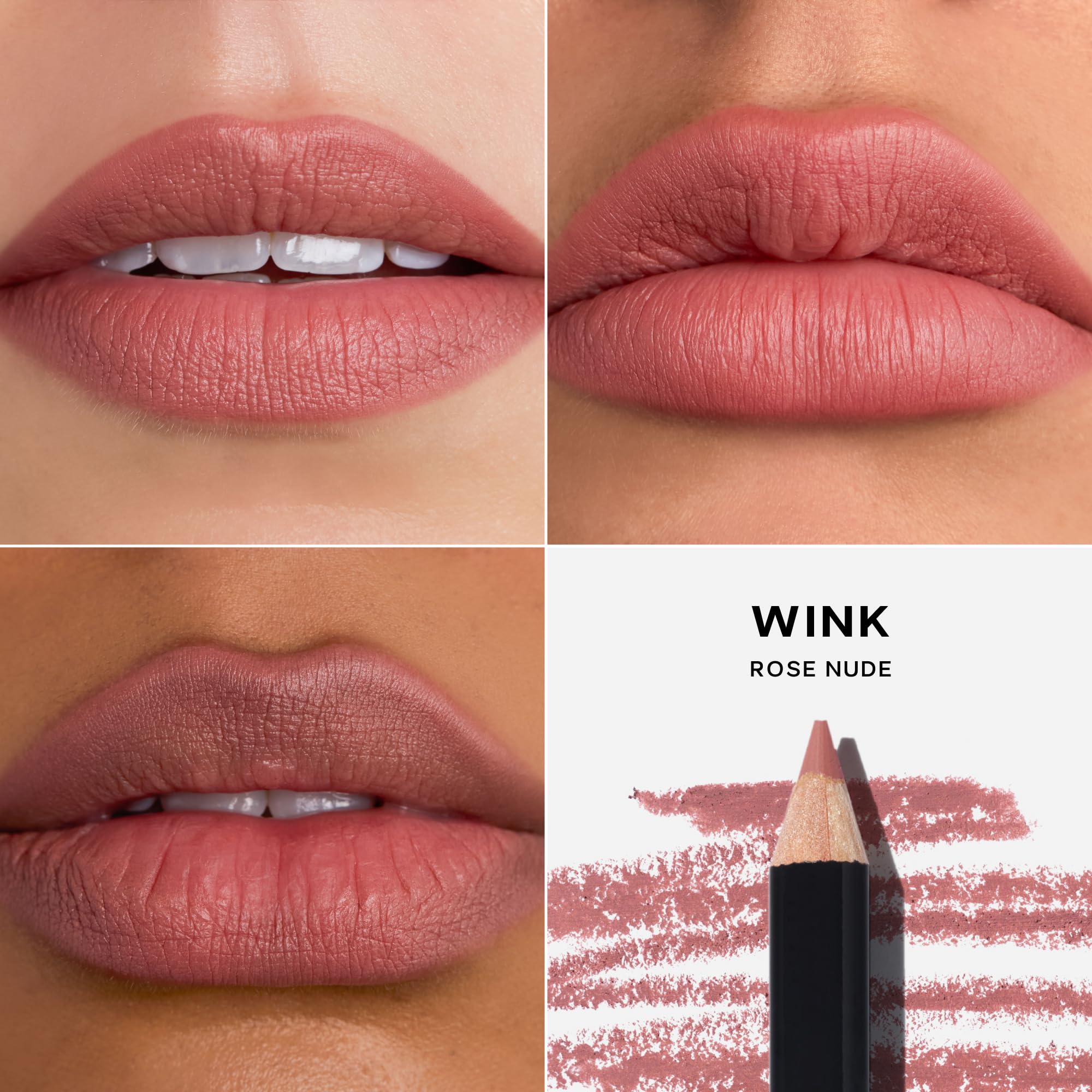 Saie Lip Liner 101 swatches on skin show natural framed look