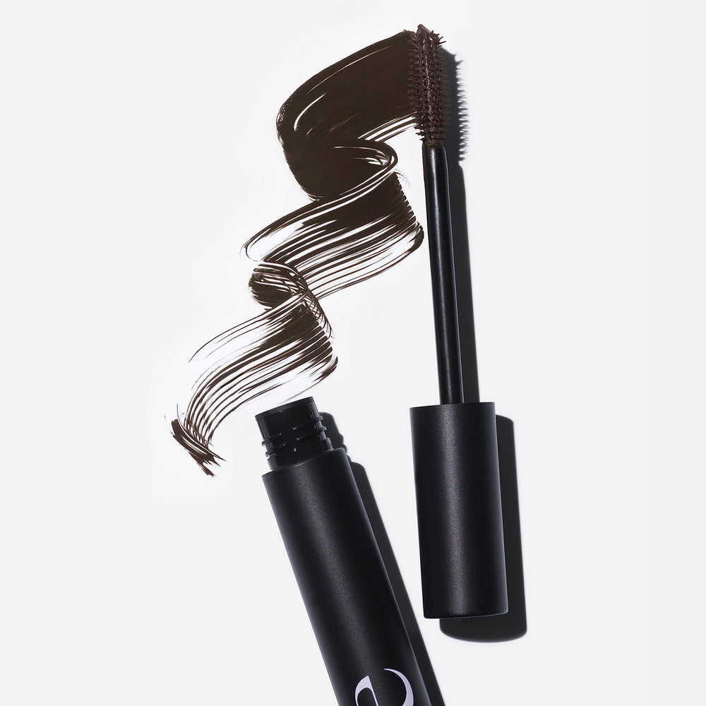 Saie Mascara 101 application-wiggle technique highlights precise lengthening at roots.