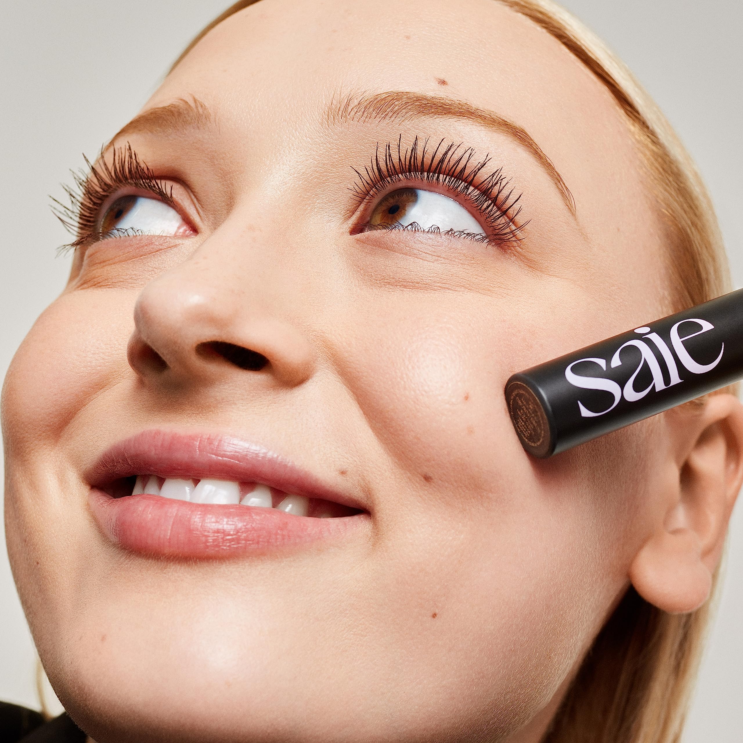 Saie Mascara 101 cruelty-free symbol emphasizes ethical beauty.