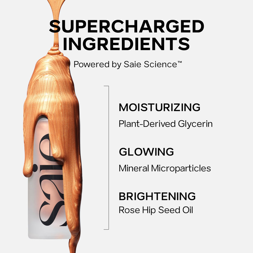 Saie Glowy Gel under makeup for a hydrated base