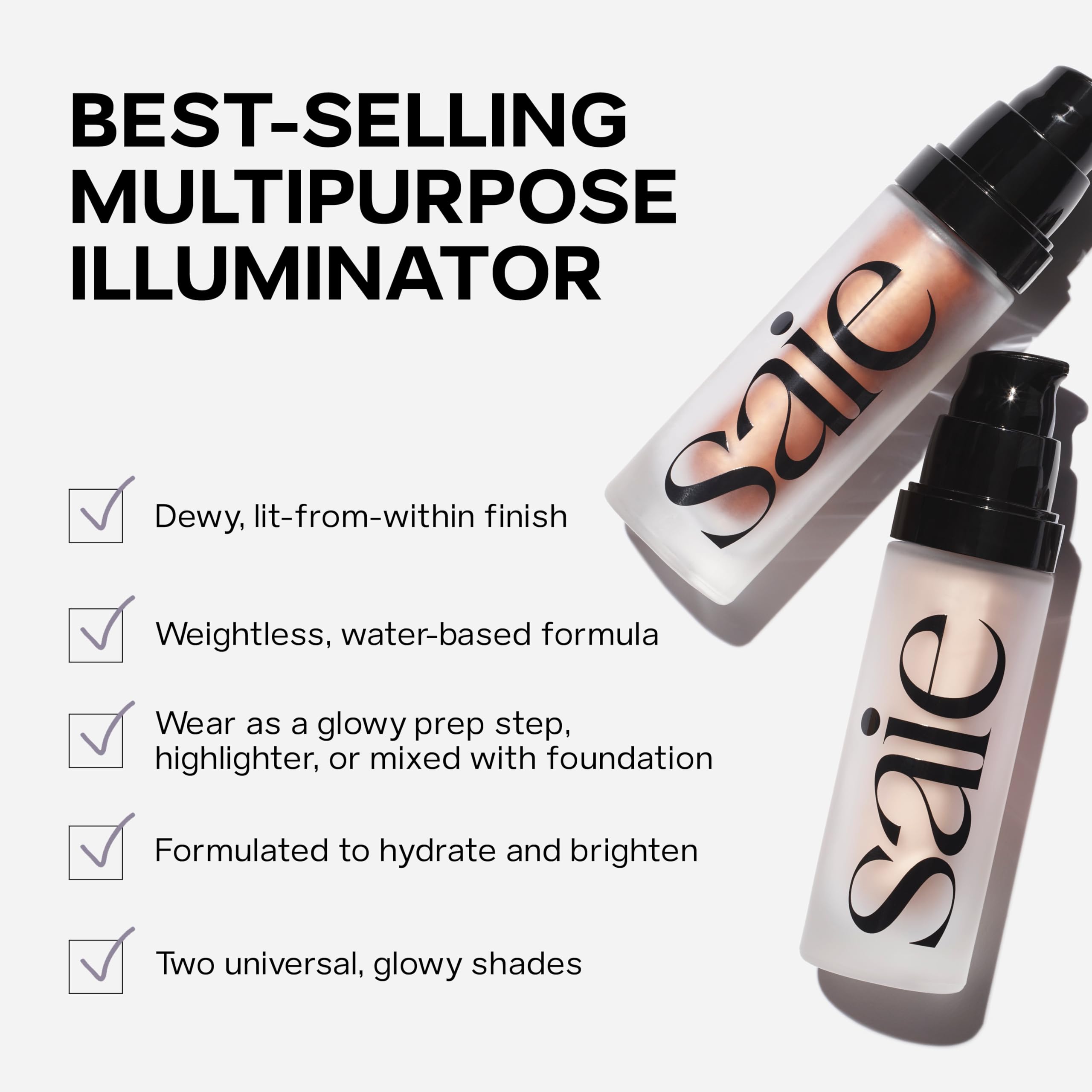 Saie Mini Glowy Super Gel close-up with Vitamin C brightness