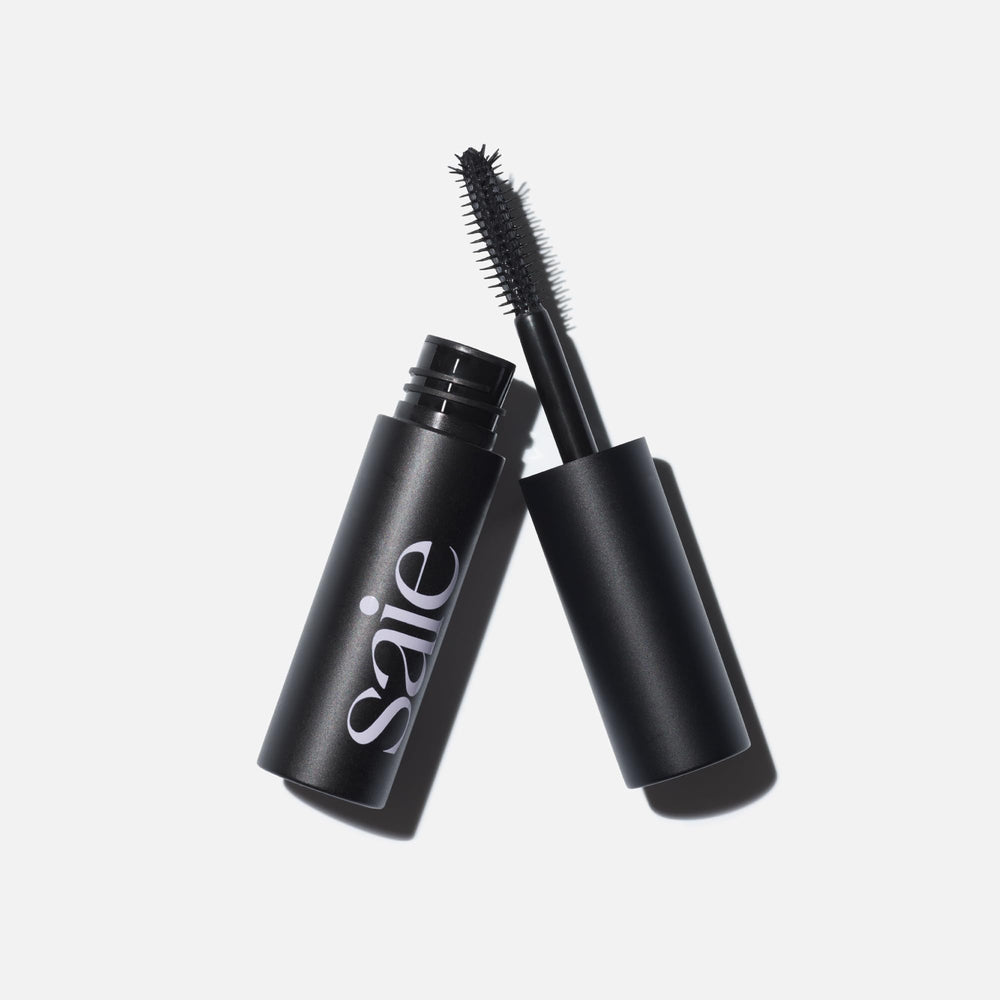 Lashes after one coat of Saie Mini Mascara 101 for natural lift.