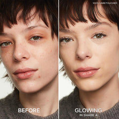 Saie Slip Tint concealer on blemish demonstrates medium coverage.