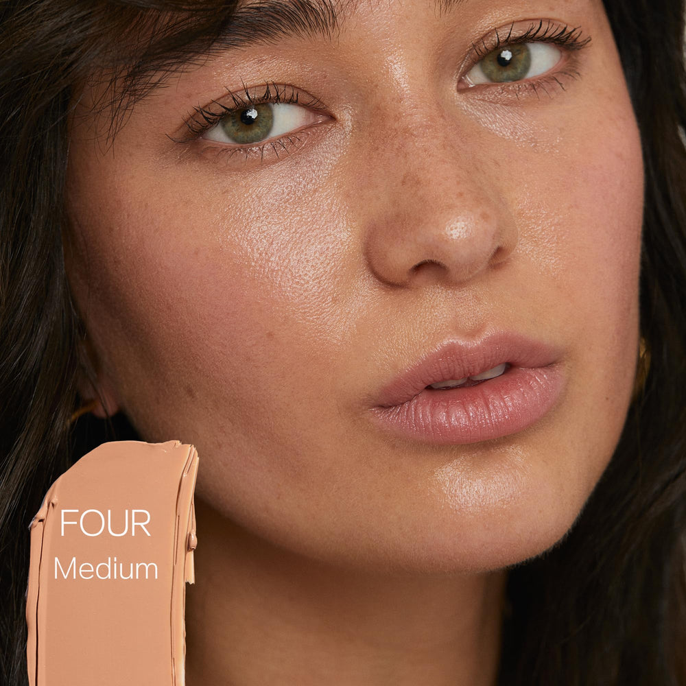 Saie Slip Tint glowy-finish swatch highlighting radiant, light coverage results.