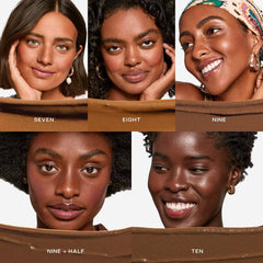 Creamy texture on skin demonstrates hydrating, luminous finish.