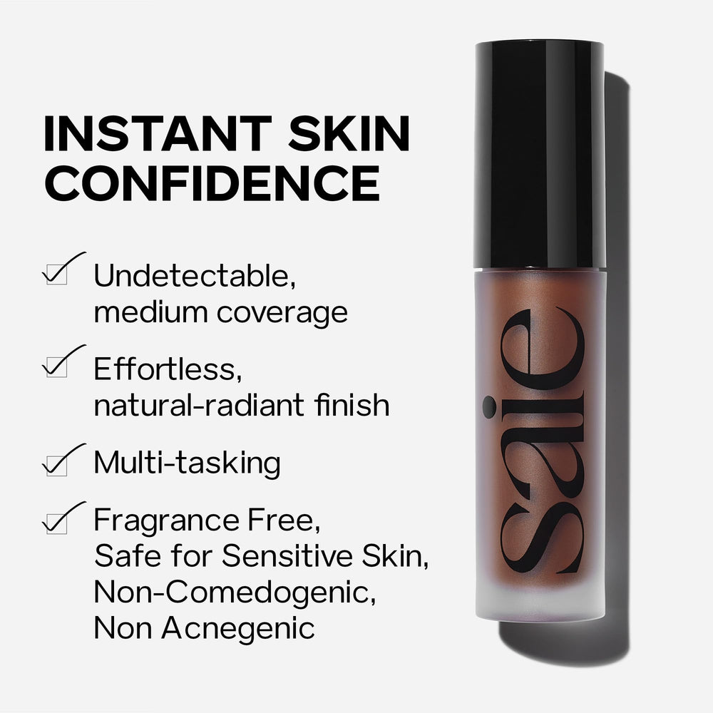 Saie Slip Tint prep with Glowy Super Gel enhances glow and sheer coverage.