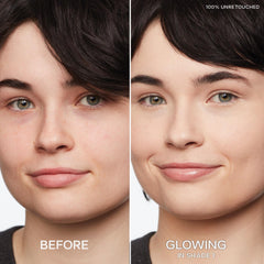 Under-eye swatch of Saie Slip Tint Radiant Concealer demonstrating medium coverage
