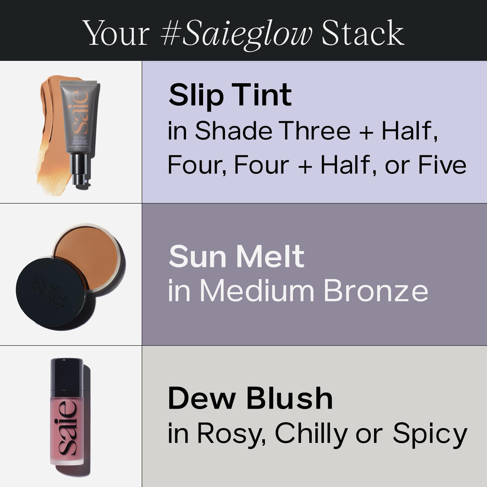 Saie Sun Melt bronzer clean formula with soothing oats and grape seed