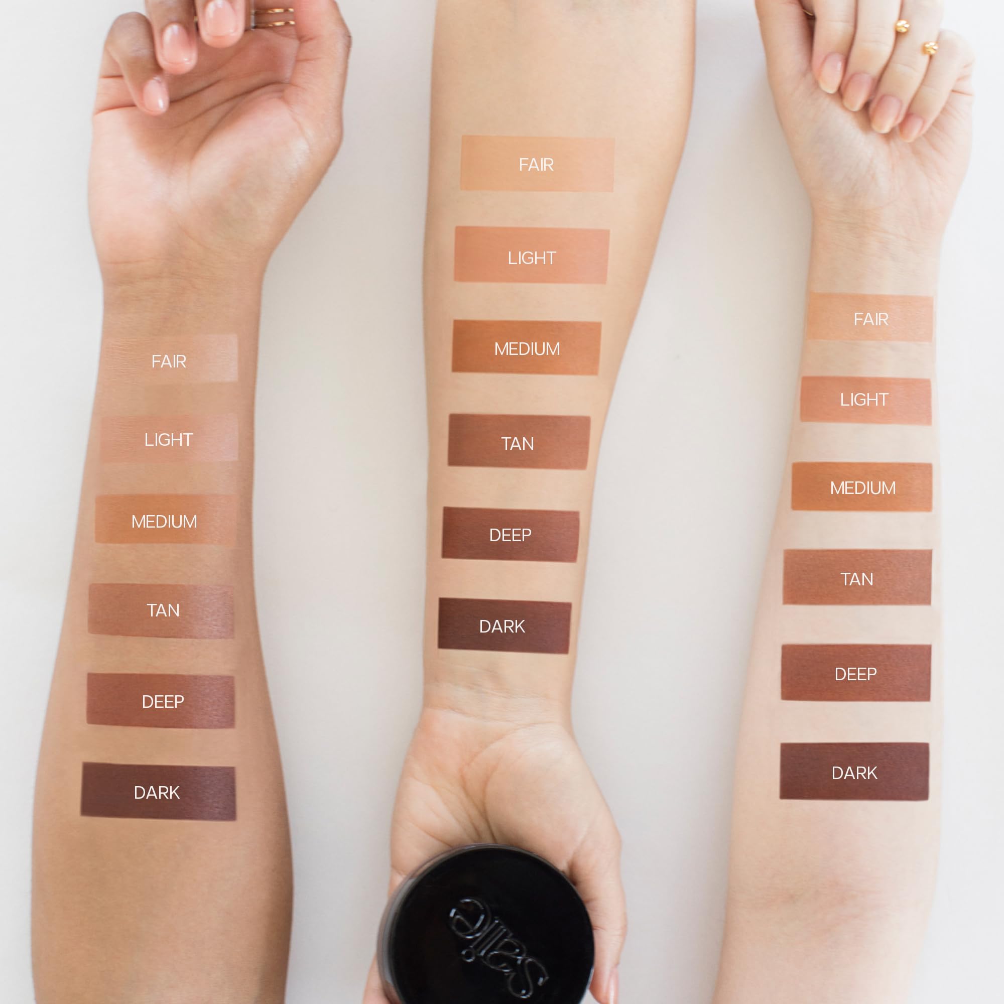 Saie Sun Melt natural finish on skin for soft contour.