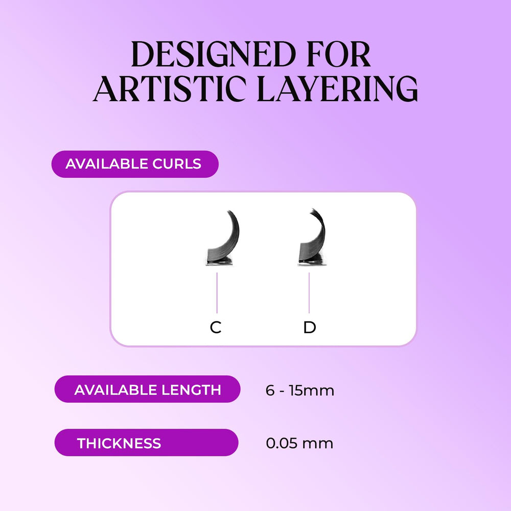 Saigon Lash C and D curl extensions for versatile lash styling.