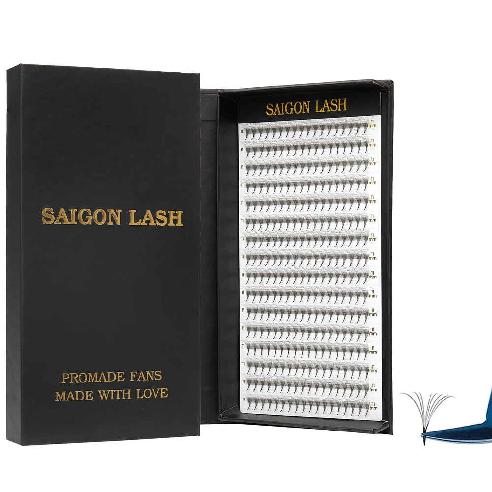Saigon Lash wispy promade fans 3D–8D for customizable volume looks.