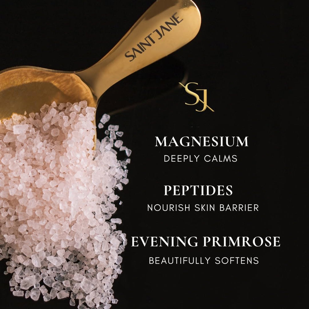 SAINT JANE Deep Sleep Bath Salts packaging reveals premium aesthetics